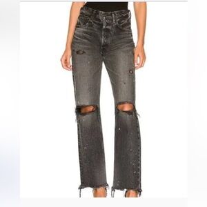 NWOT Moussy Odessa Wide Straight Leg Charcoal Wash 💯 Cotton Japan Made 28